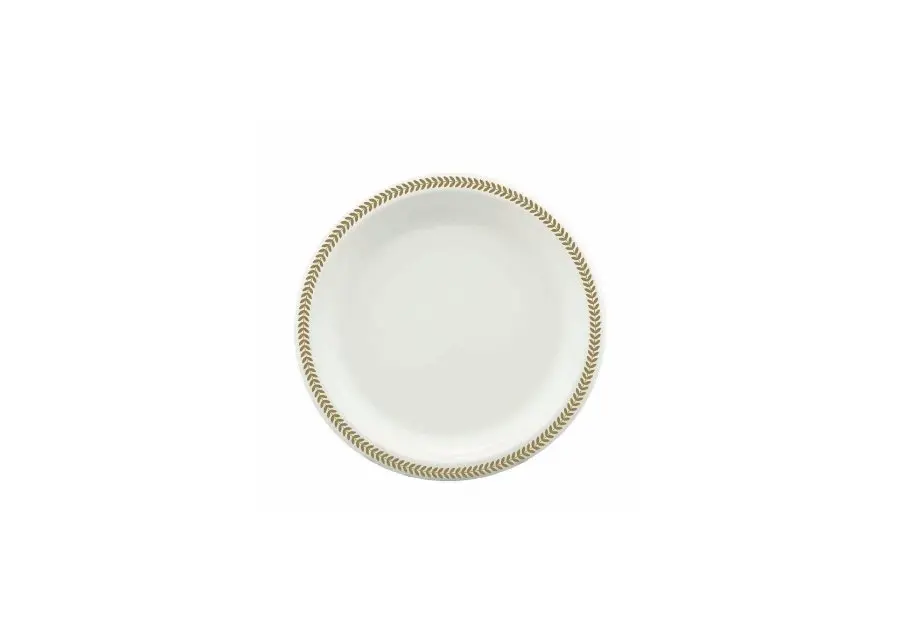 [SG710PG] 180mm Earth Sugar Cane Plate printed Rim Gold/Silver Pk10