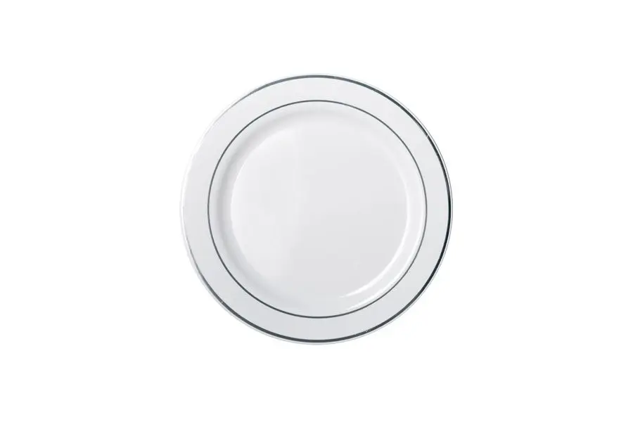 190mm Heavy Duty Lunch Plate With Silver Lining Pk6