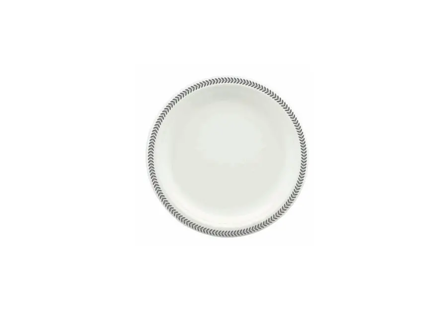 230mm Earth Sugar Cane Plate Printed Rim Silver Pk10