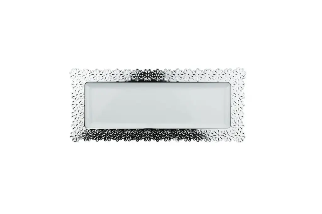 [FL002] 400mm x 222mm Heavy Duty Serving Platter With Silver Rim Pk1