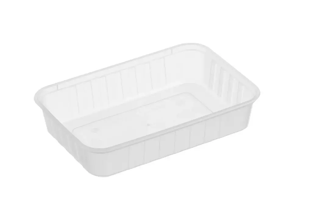 500ml Ribbed Rectangular Container Natural