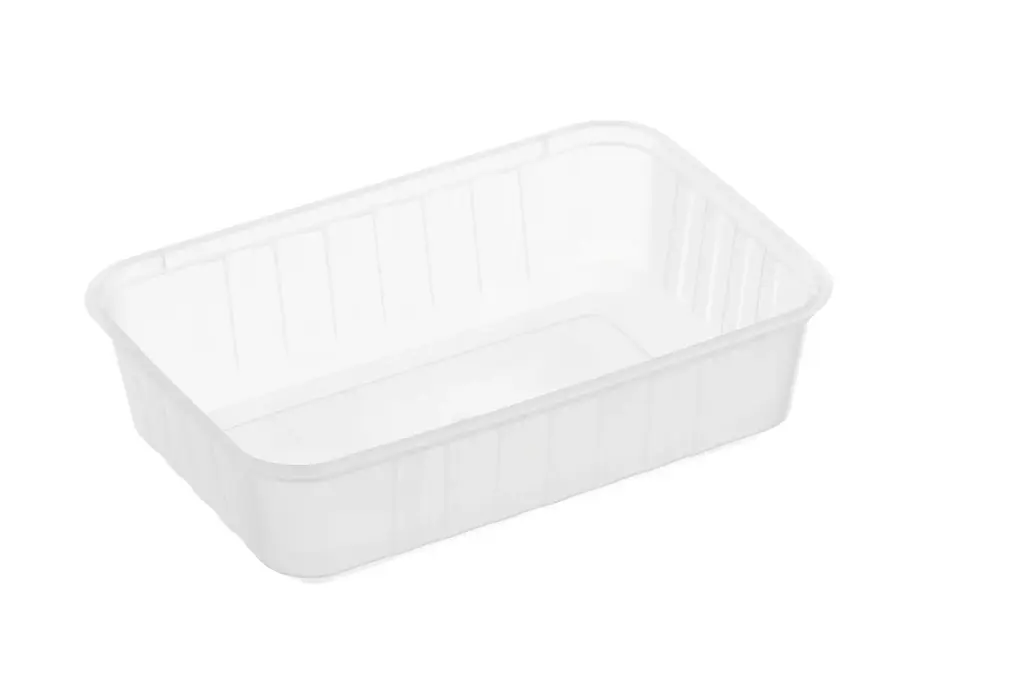 750ml Ribbed Rectangular Container Natural