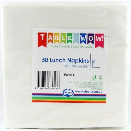 [380101] White Lunch Napkin 33X33cm 2ply P50