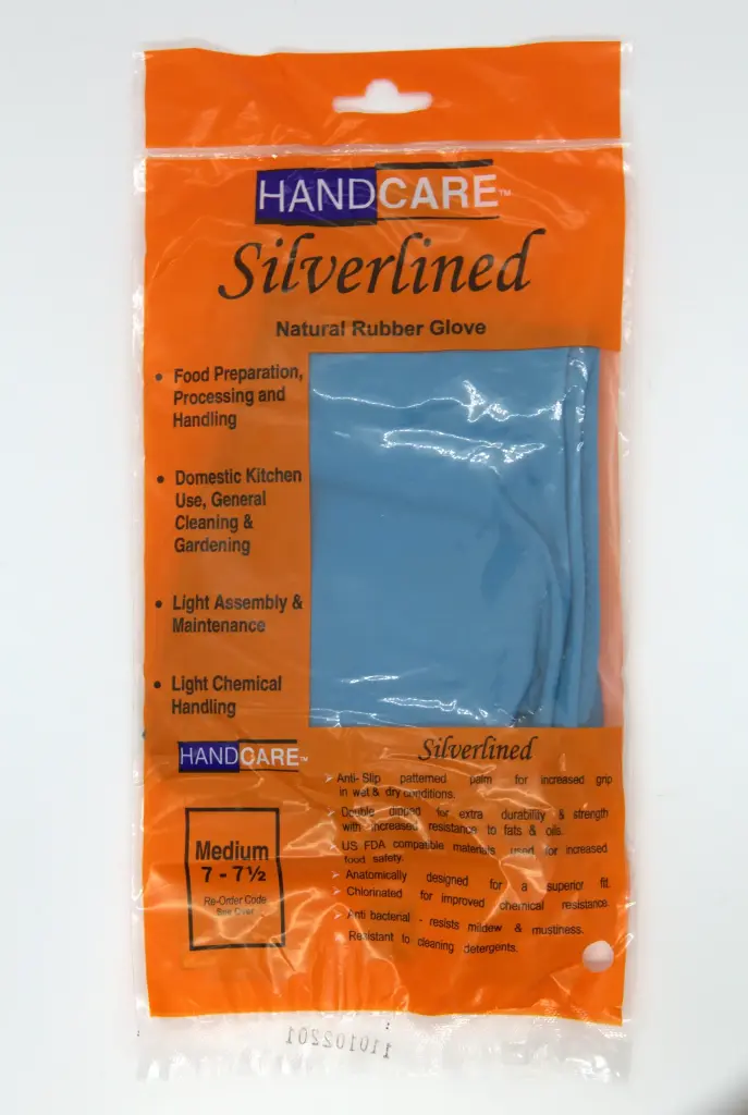 [261SLB40FS-M-Carton] HandCare Blue Silverlined Natural Rubber Glove - Medium
