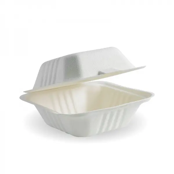 [WOW-SCC-6-1COMP] SUGARCANE CLAMSHELL 6*6*3  1 COMPARTMENT