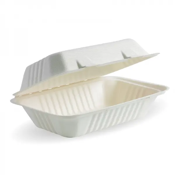 [WOW-SCC-9X6-1COMP] 250 SUGARCANE CLAMSHELL 9*6*3  1 COMPARTMENT
