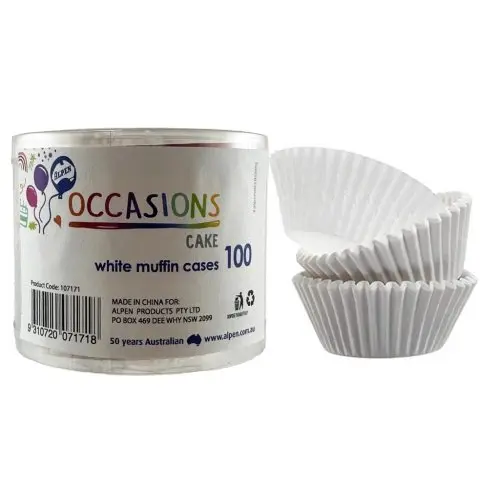 MUFFIN CASES 100 WHITE