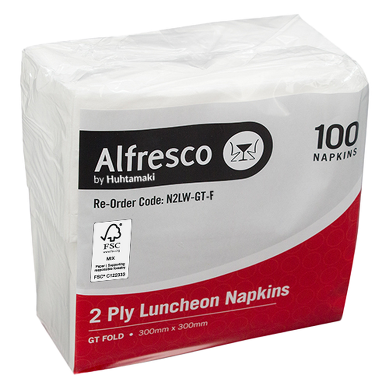 [N2LW-GT-F] FSC 2 Ply Alfresco White Luncheon Napkin GT Fold