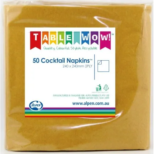 [380081] Gold Cocktail Napkin 25x25cm 2ply P50
