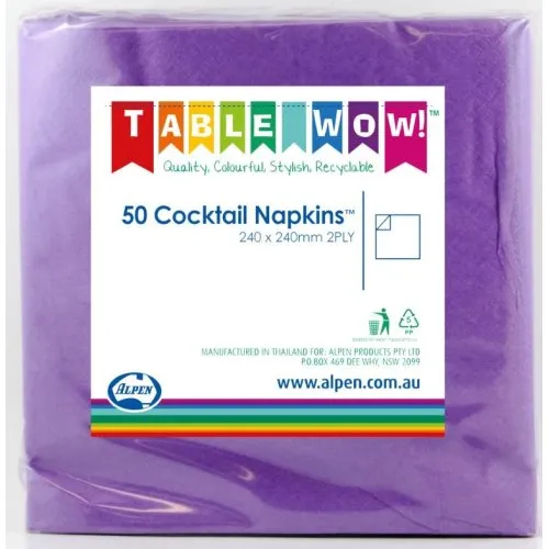 [380085] Purple Cocktail Napkin 25x25cm 2ply P50