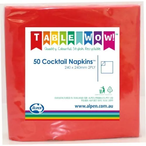 [380077] Red Cocktail Napkin 25x25cm 2ply P50