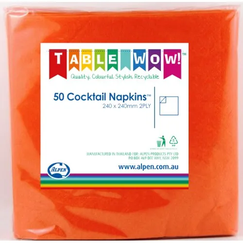 [380086] Orange Cocktail Napkin 25x25cm 2ply P50
