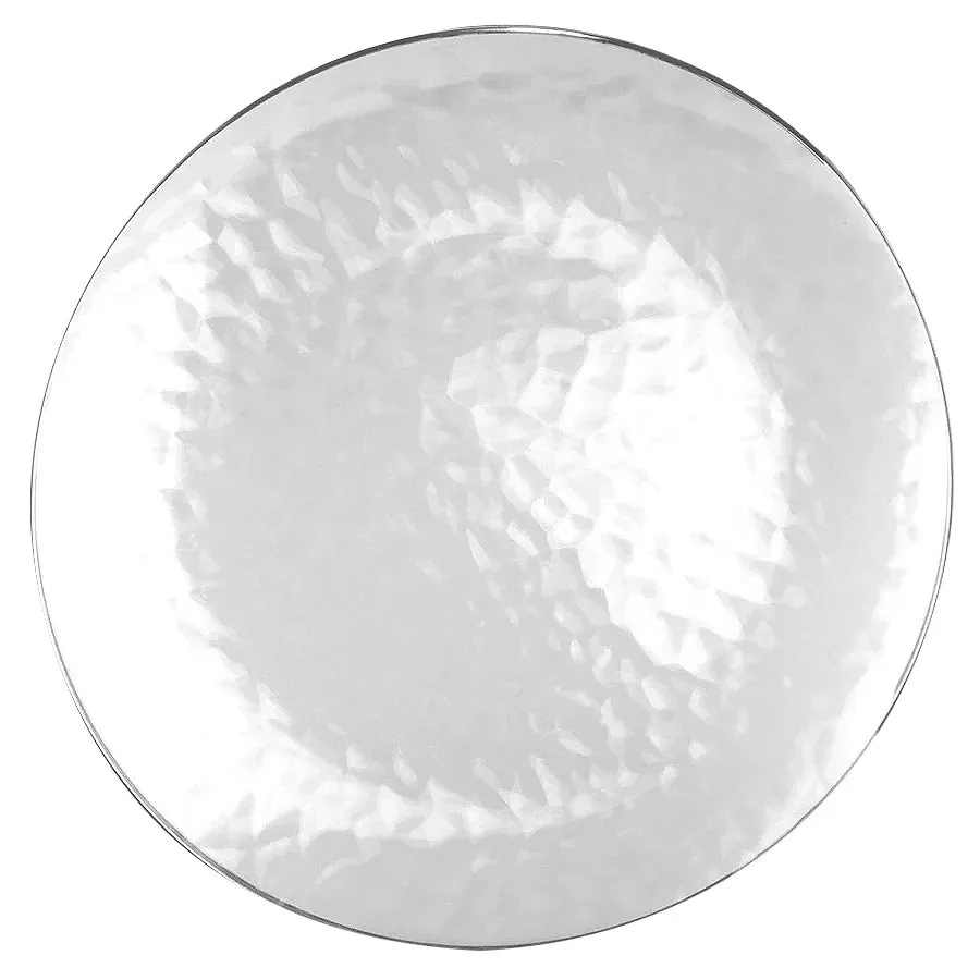 250mm Heavy Duty Clear Dimple Plate With Silver Rim Pk10