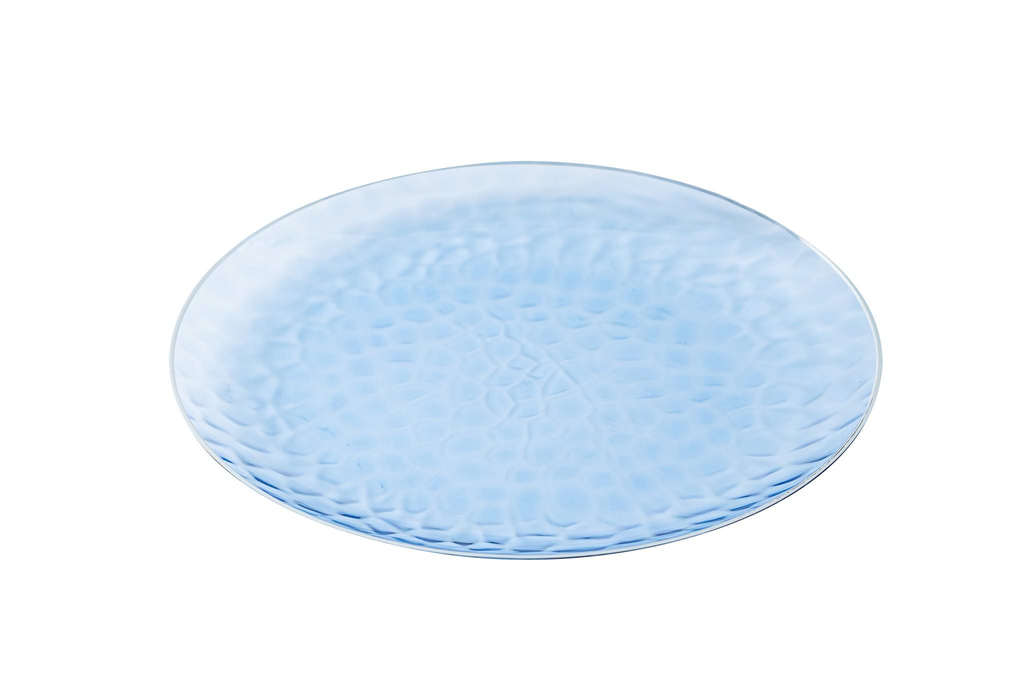 180mm Heavy Duty Blue Dimple Plate With Silver Rim Pk10
