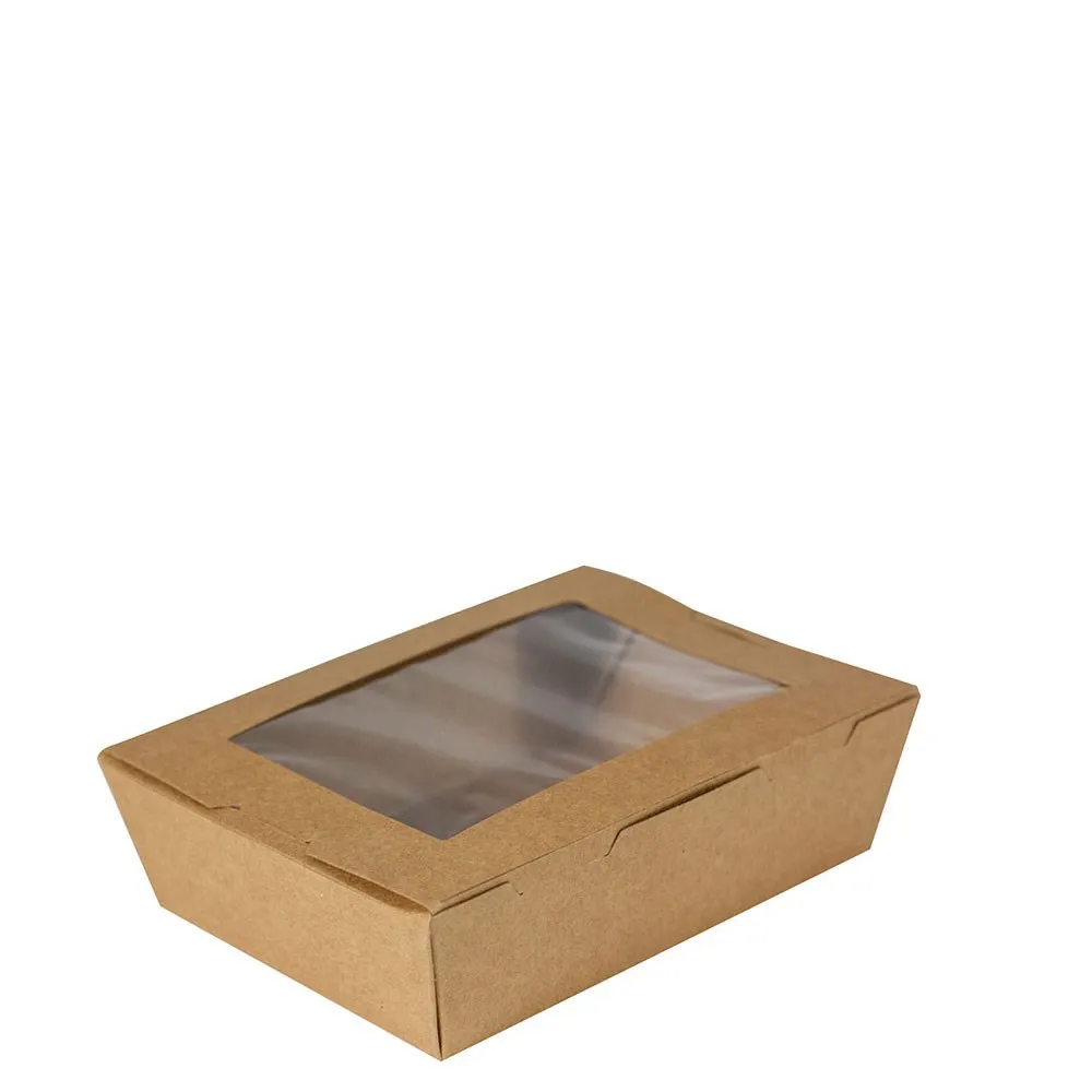 Lunch Box PLA Window PLA Lined Heavy Board Kraft Small