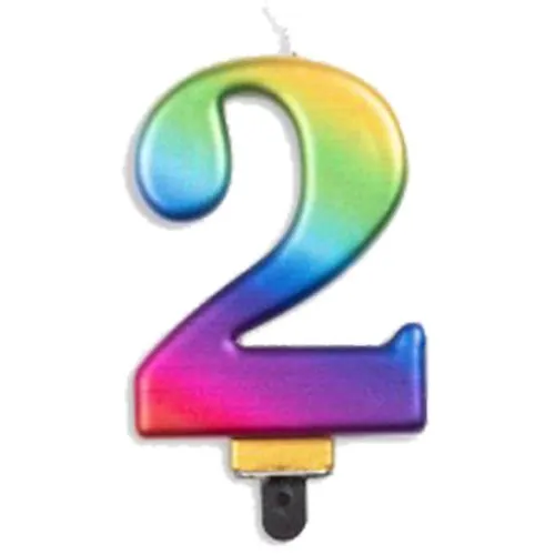 CANDLE NUMERAL JUMBO RAINBOW #2