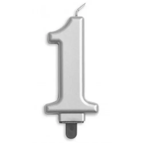 CANDLE NUMERAL JUMBO SILVER #1