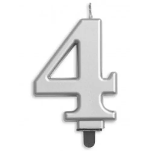 CANDLE NUMERAL JUMBO SILVER #4