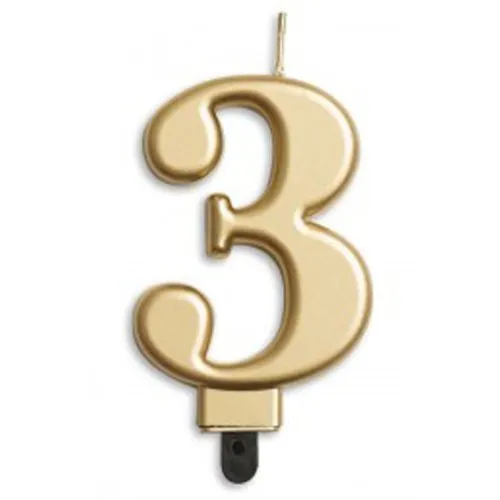 CANDLE NUMERAL JUMBO GOLD #3