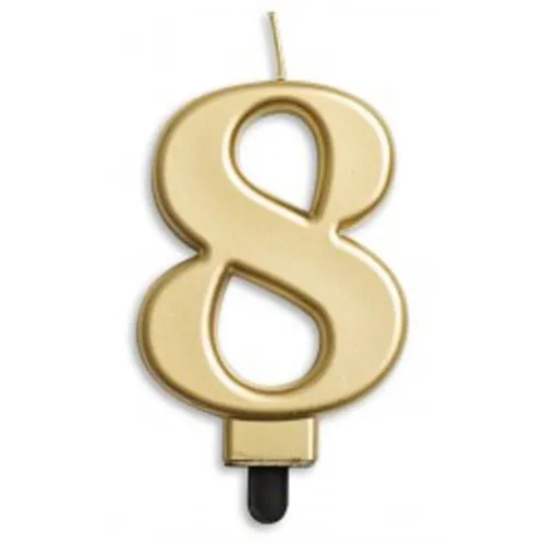 CANDLE NUMERAL JUMBO GOLD #8
