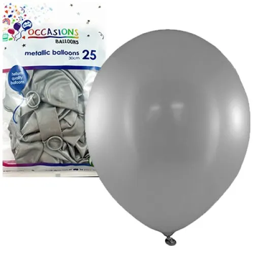 BALLOON METALLIC P25 30CM SILVER