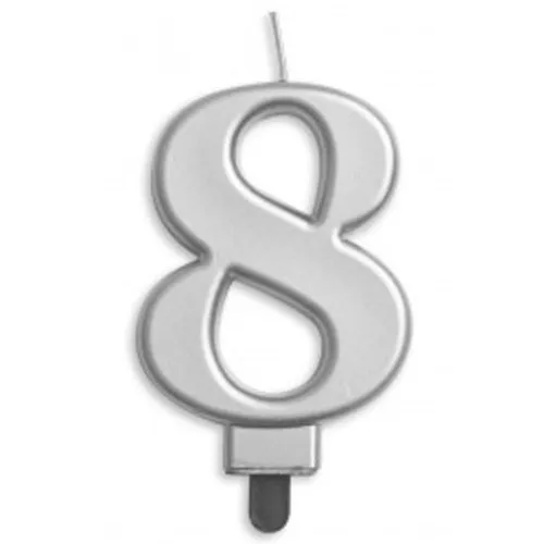 CANDLE NUMERAL JUMBO SILVER #8