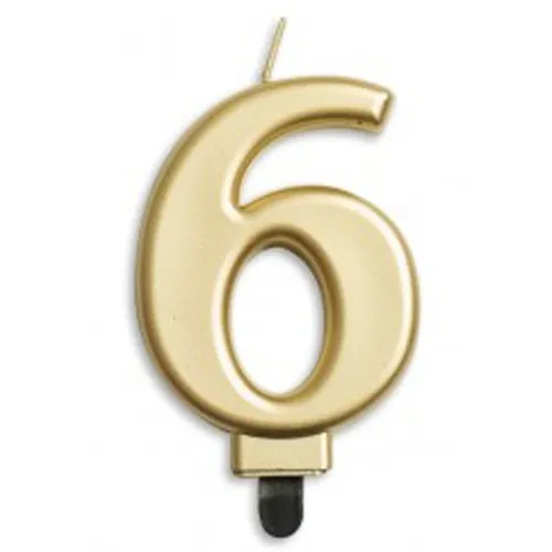 CANDLE NUMERAL JUMBO GOLD #6