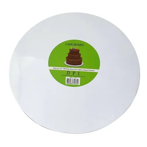 Cake Board Round - White Foil 10" 4mm