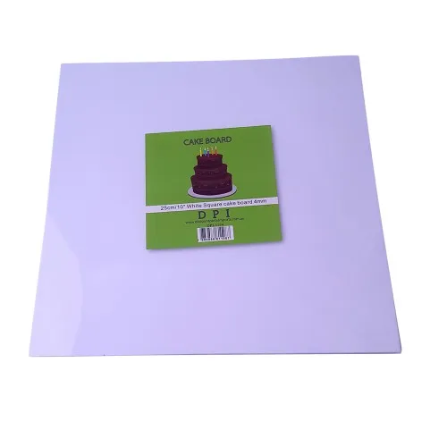 Cake Board Square - White Foil 10"  4mm