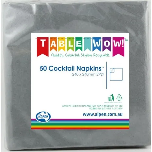 NAPKIN COCKTAIL SILVER P50