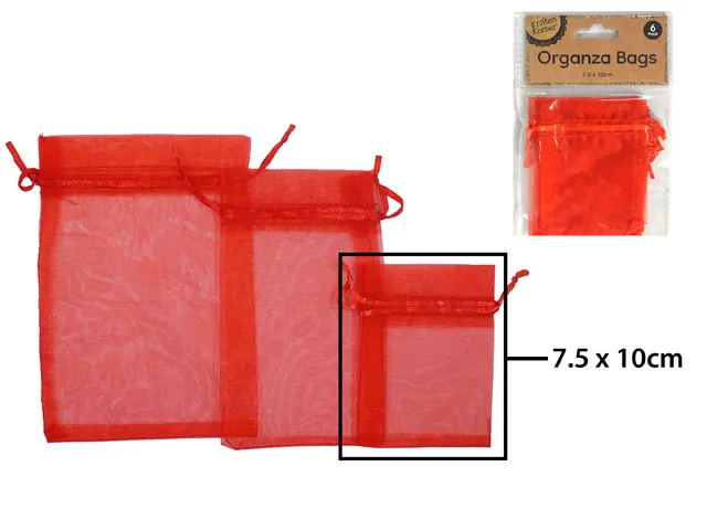 ORGANZA BAG 7.5X10CM RED/6 [144/12]