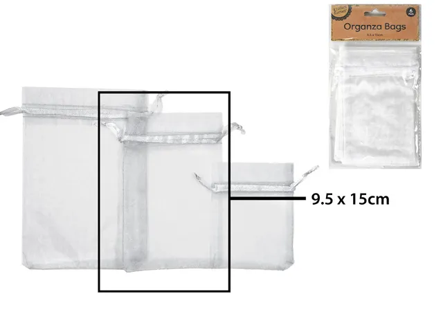ORGANZA BAG 9.5X15CM WHITE/6 [144/12]