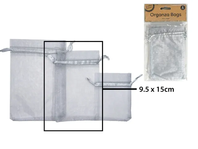 ORGANZA BAG 9.5X15CM SILVER/6 [144/12]