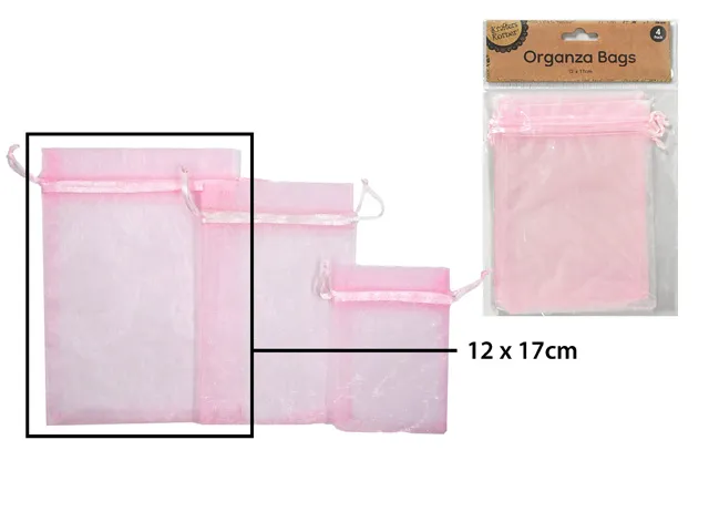 ORGANZA BAG 12X17CM PINK/4 [144/12]
