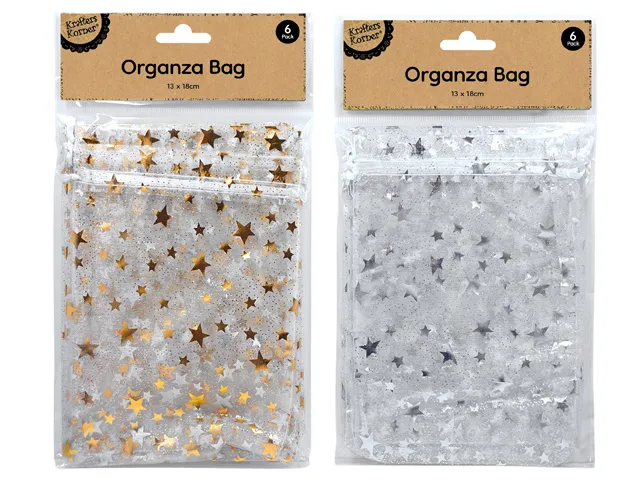 ORGANZA STAR GIFT BAG 6PK [144/12]